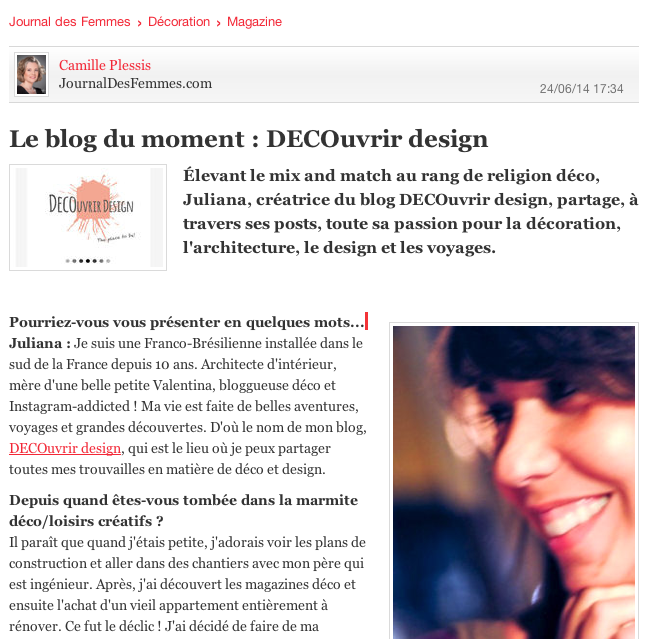 Blog DECOuvrir design - Le blog du moment pour Le Journal des Femmes